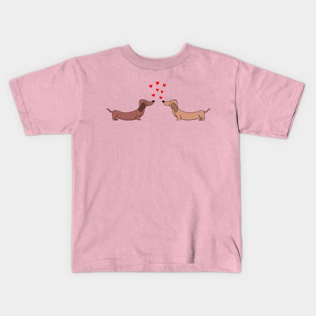 Sausage Dog Love Kids T-Shirt by Illustrationsbysteph